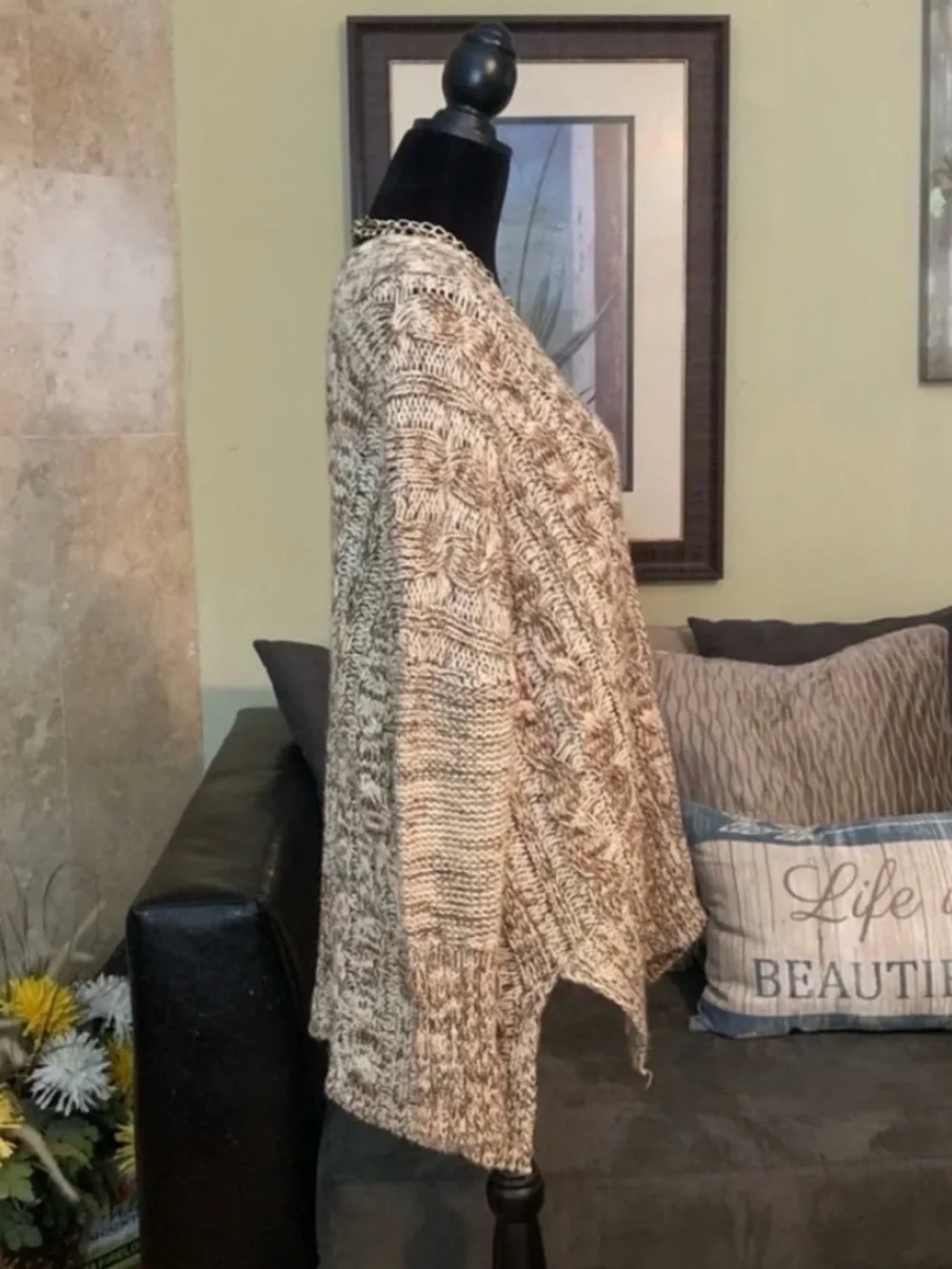 NWT Long Sleeve Marled Chunky Knit Oversized Sweater XS/S